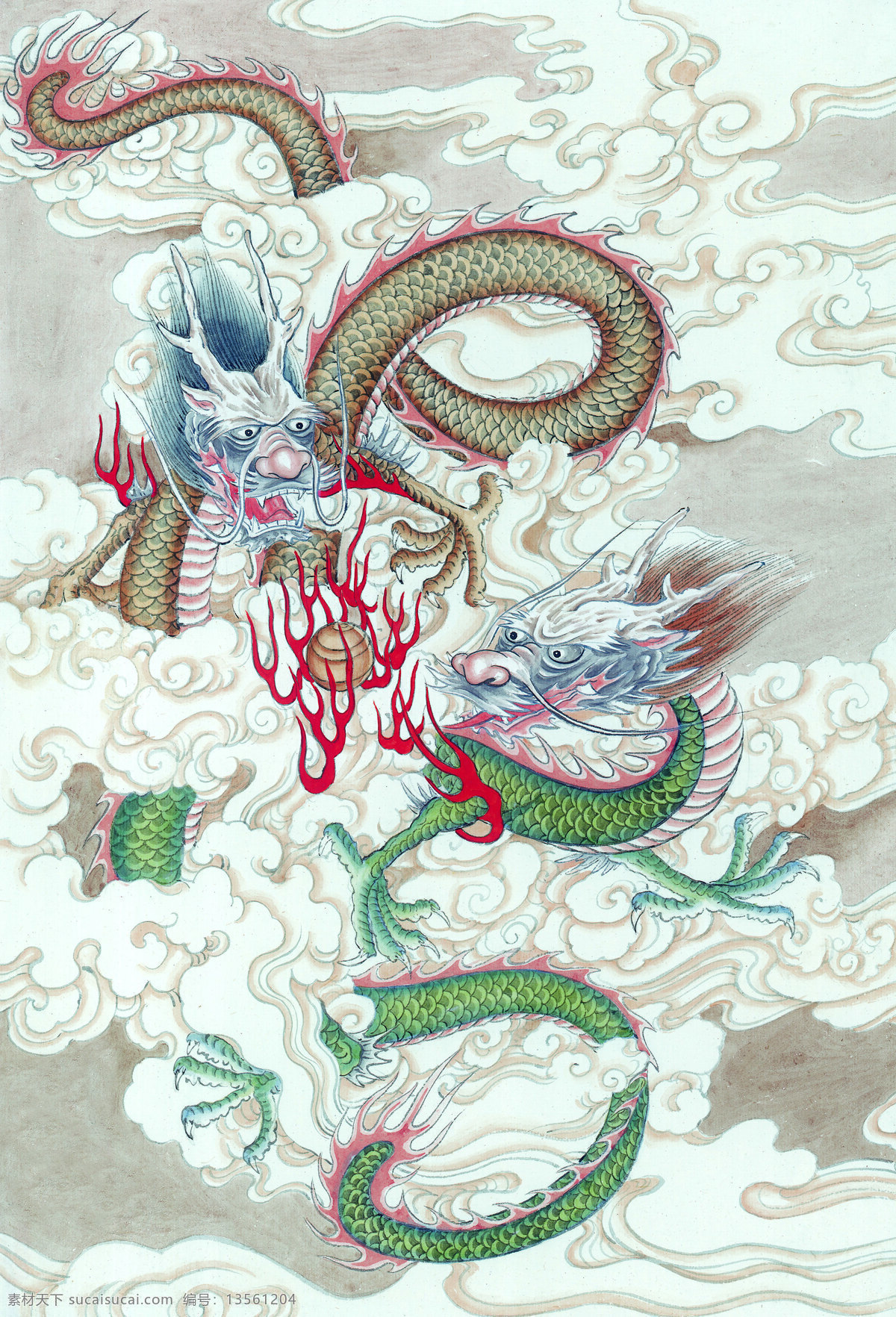龙 十二生肖 中国画 设计素材 中国画篇 书画美术 白色