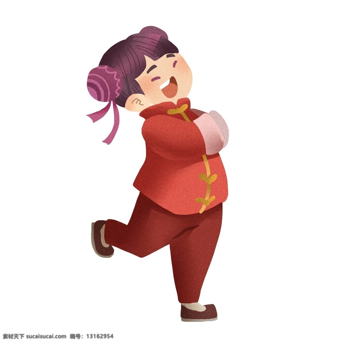 恭喜发财 喜庆 拜年 女孩 卡通 春节 中国风 插画 小女孩 福娃 春节元素 节日元素