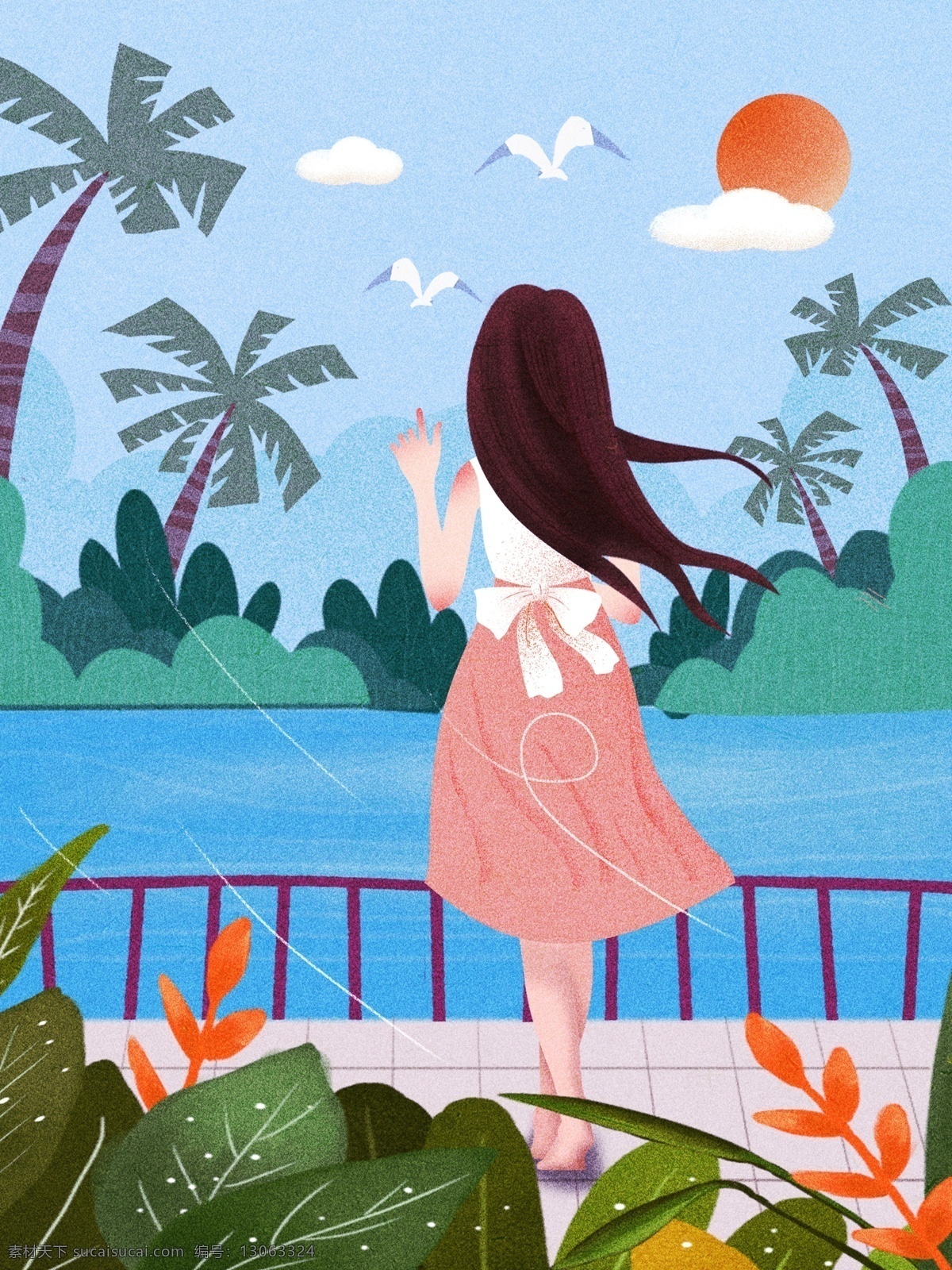 原创 插画 早安 你好 风景 早晨 心情 创意插画 治愈系 早安插画 早安你好 早上 心语 治愈插画 白天