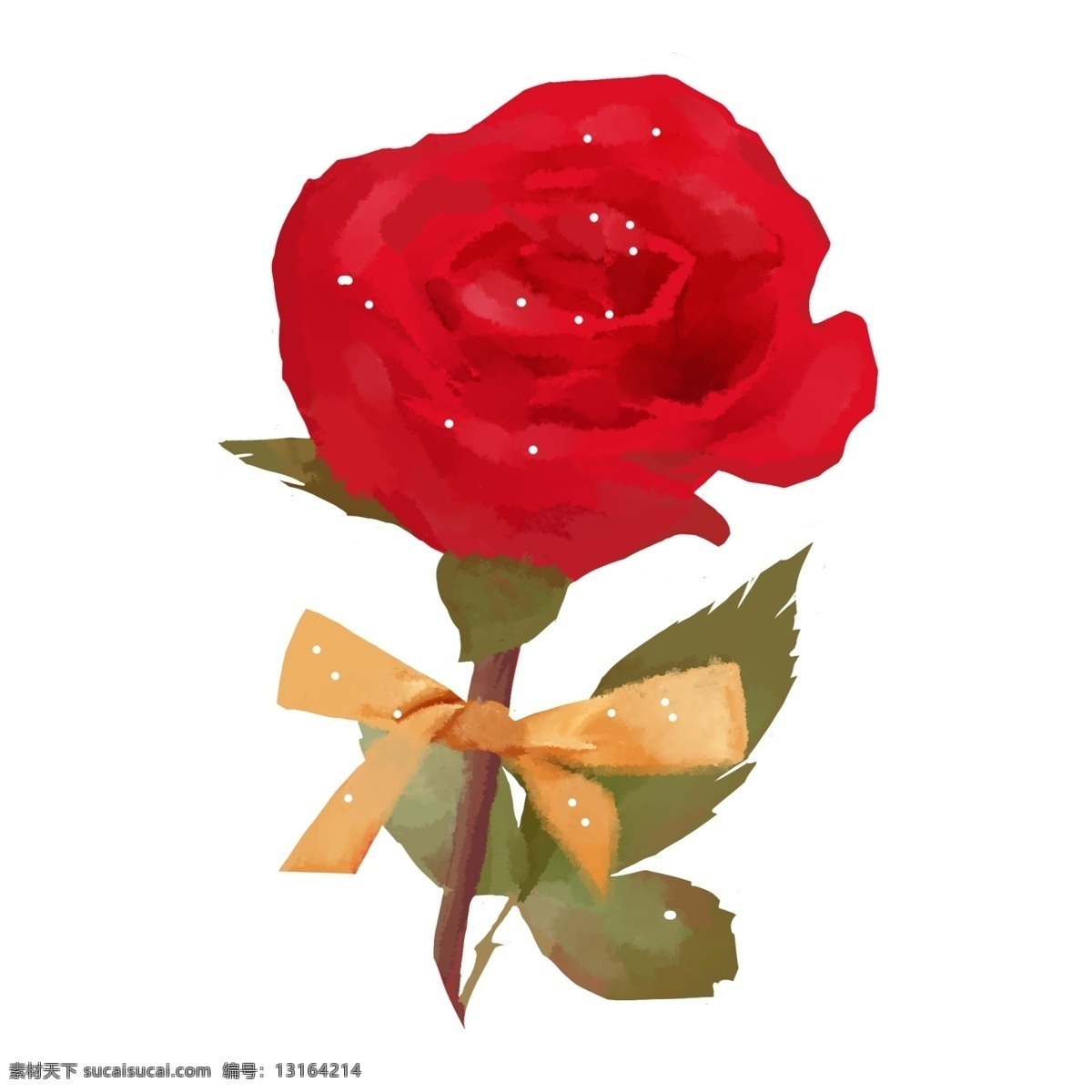 朵 美丽 玫瑰花 插画 鲜花 花朵 花卉 红色玫瑰 红色蝴蝶结 美丽的玫瑰花 鲜艳的玫瑰花 绿色花枝