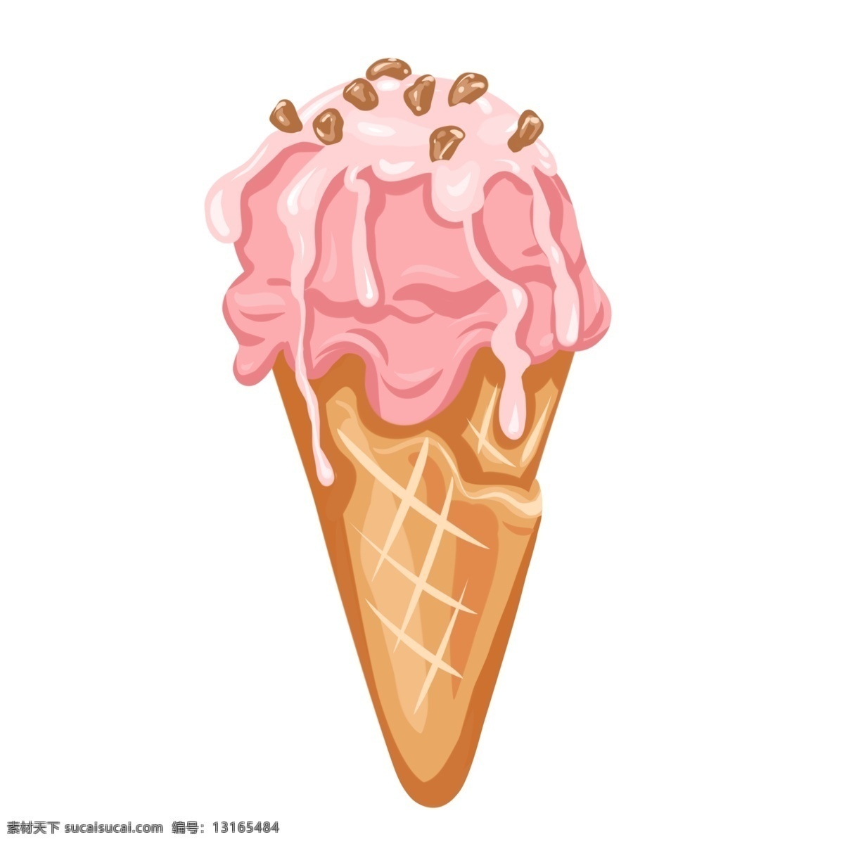 粉色 带 红豆 冰淇淋 清爽 夏日 美味 可口