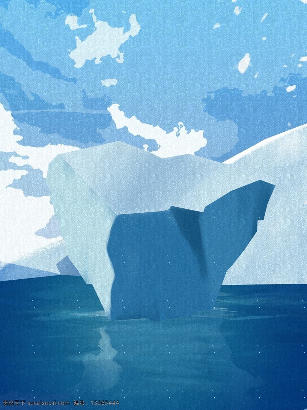 全 原创 手绘 立体 岛屿 山水 蓝天 白云 海报 背景 海洋 冬天 活动 h5 广告背景