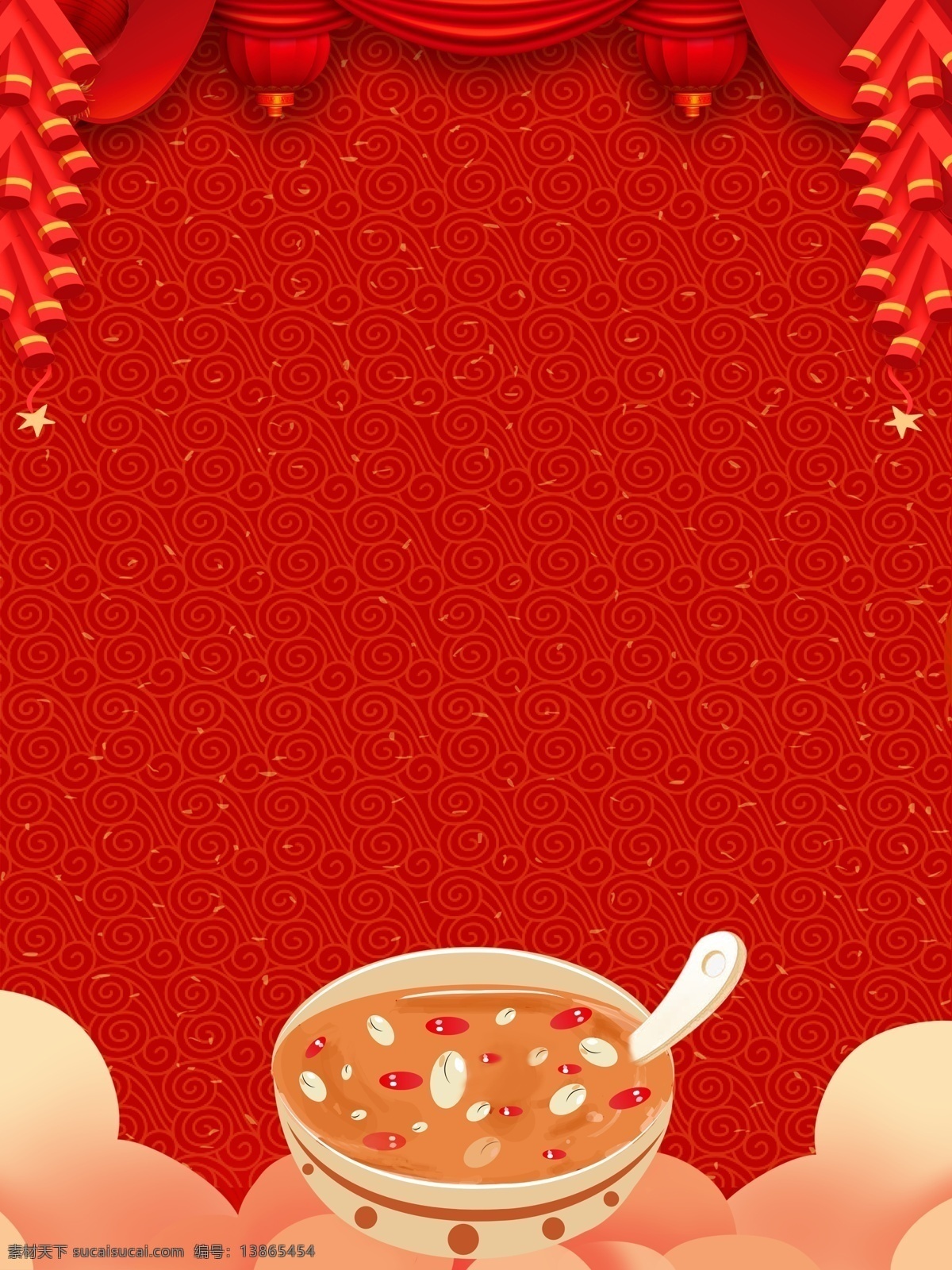 猪年 手绘 新春 腊八节 插画 背景 吃腊八粥 粥店展板背景 腊八节习俗 团聚 创意 喜庆背景 红色背景