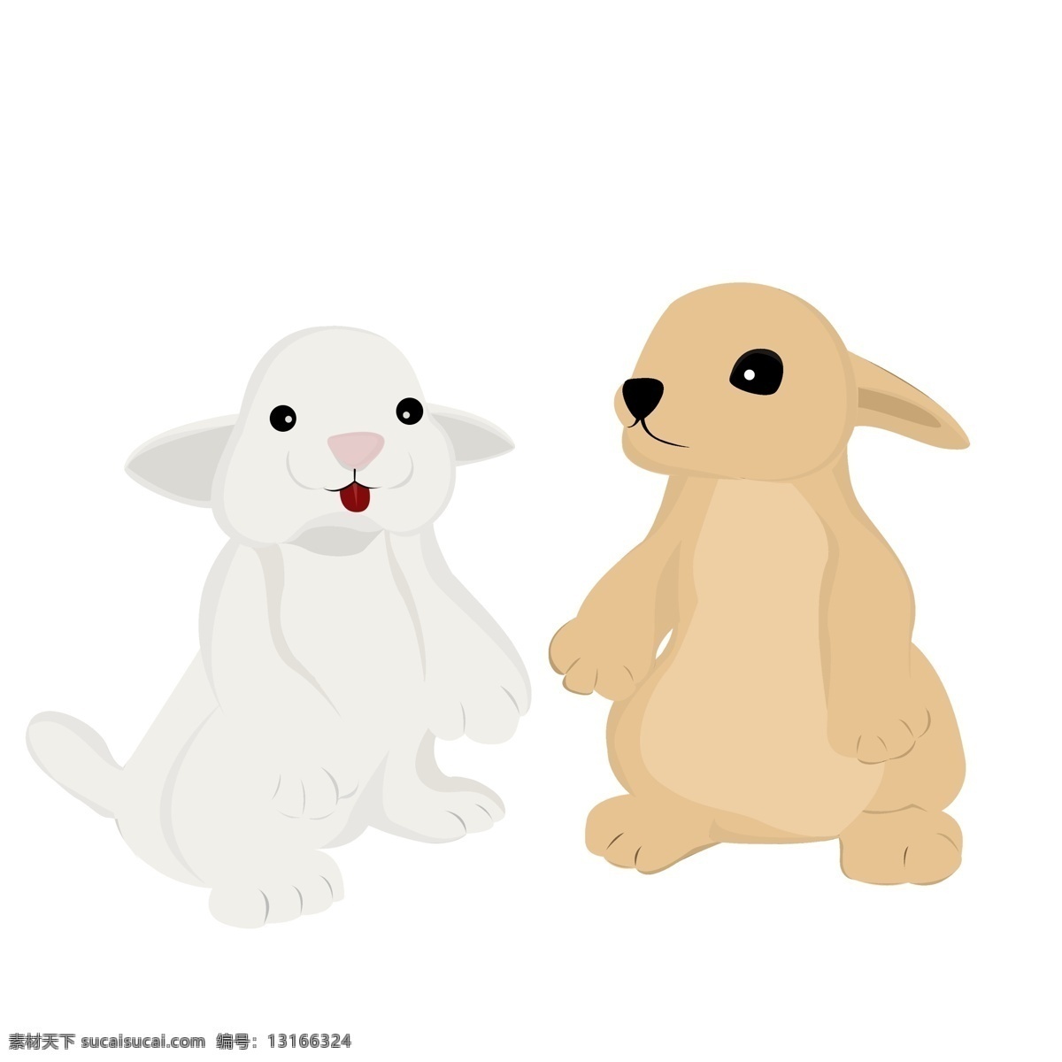 呆 萌 可爱 两 只 小 兔子 商用 元素 卡通 插画 宠物 呆萌 psd设计 萌宠 小动物