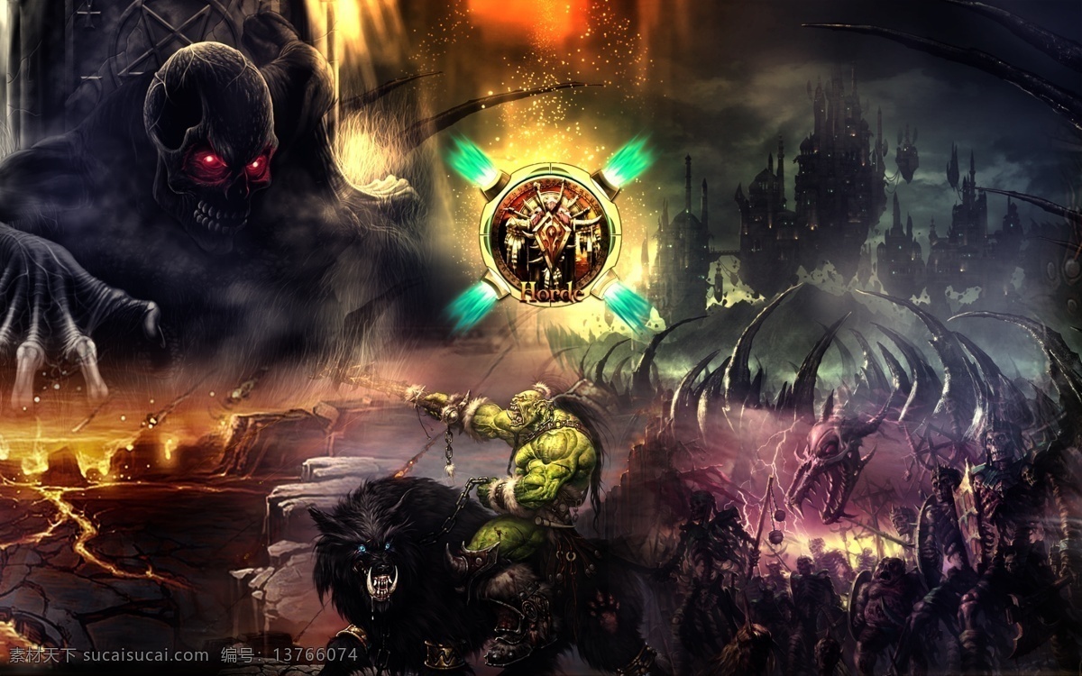 魔兽世界 游戏 游戏壁纸 魔兽海报 魔幻 玄幻 怪兽 矢量标志 骷髅 分层 源文件