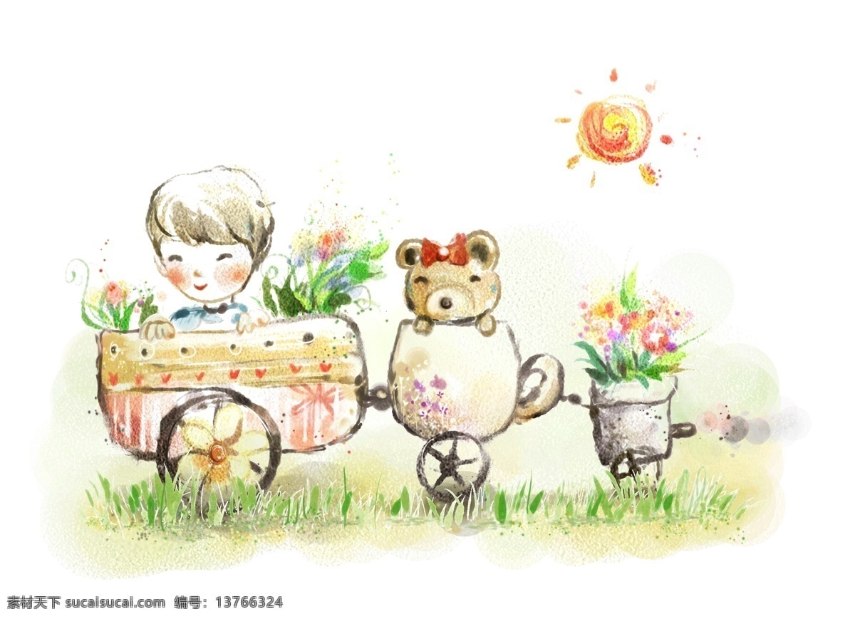 快乐儿童 卡通漫画 韩式风格 分层 psd0051 设计素材 儿童世界 分层插画 psd源文件 白色