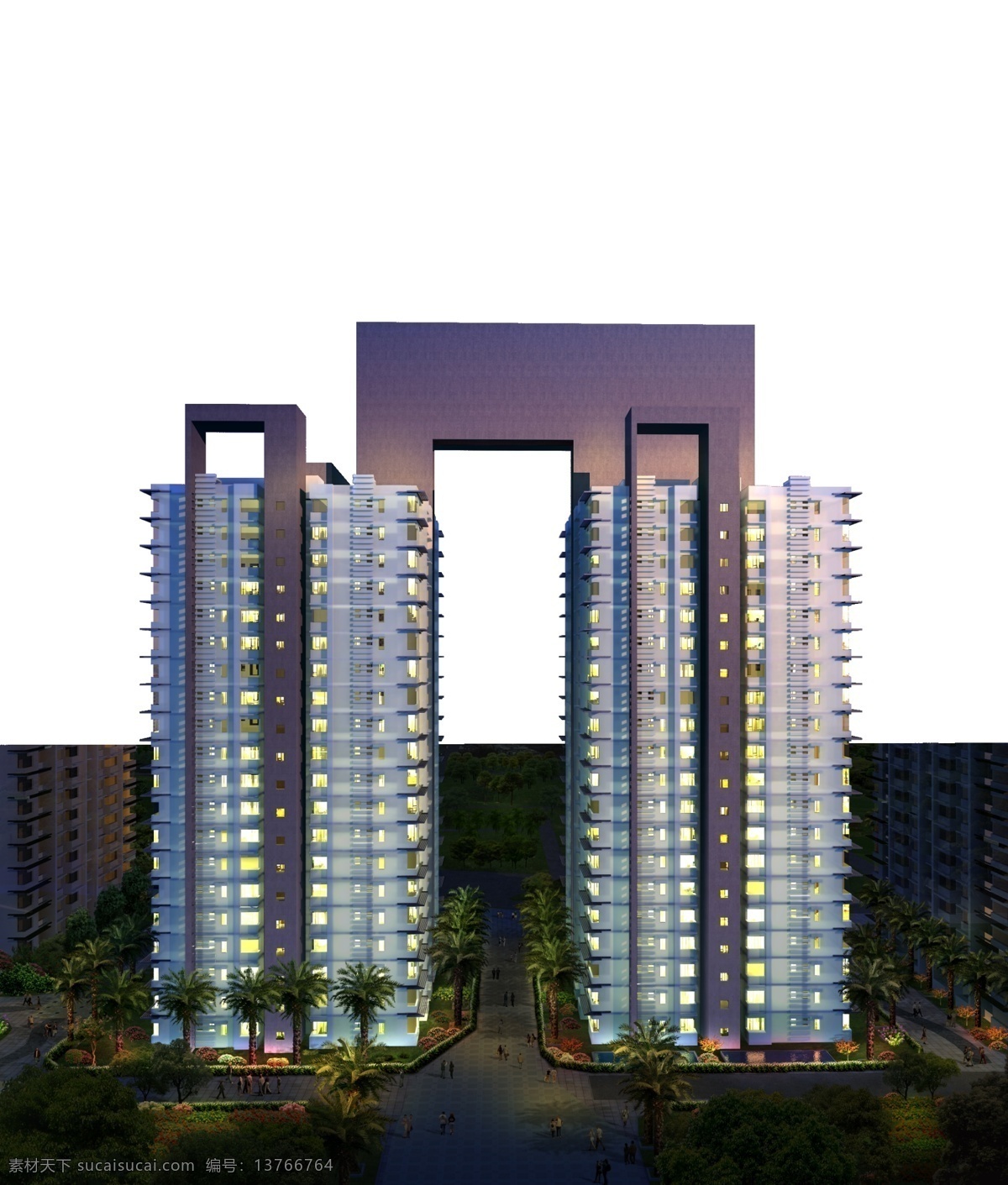 沐浴 夜色 中 住宅楼 分层 环境设计 景观设计 室外设计 效果图 景观图 后期设计 水晶石 源文件 建筑物 楼房 大楼 夜空 星空 月亮 黑色