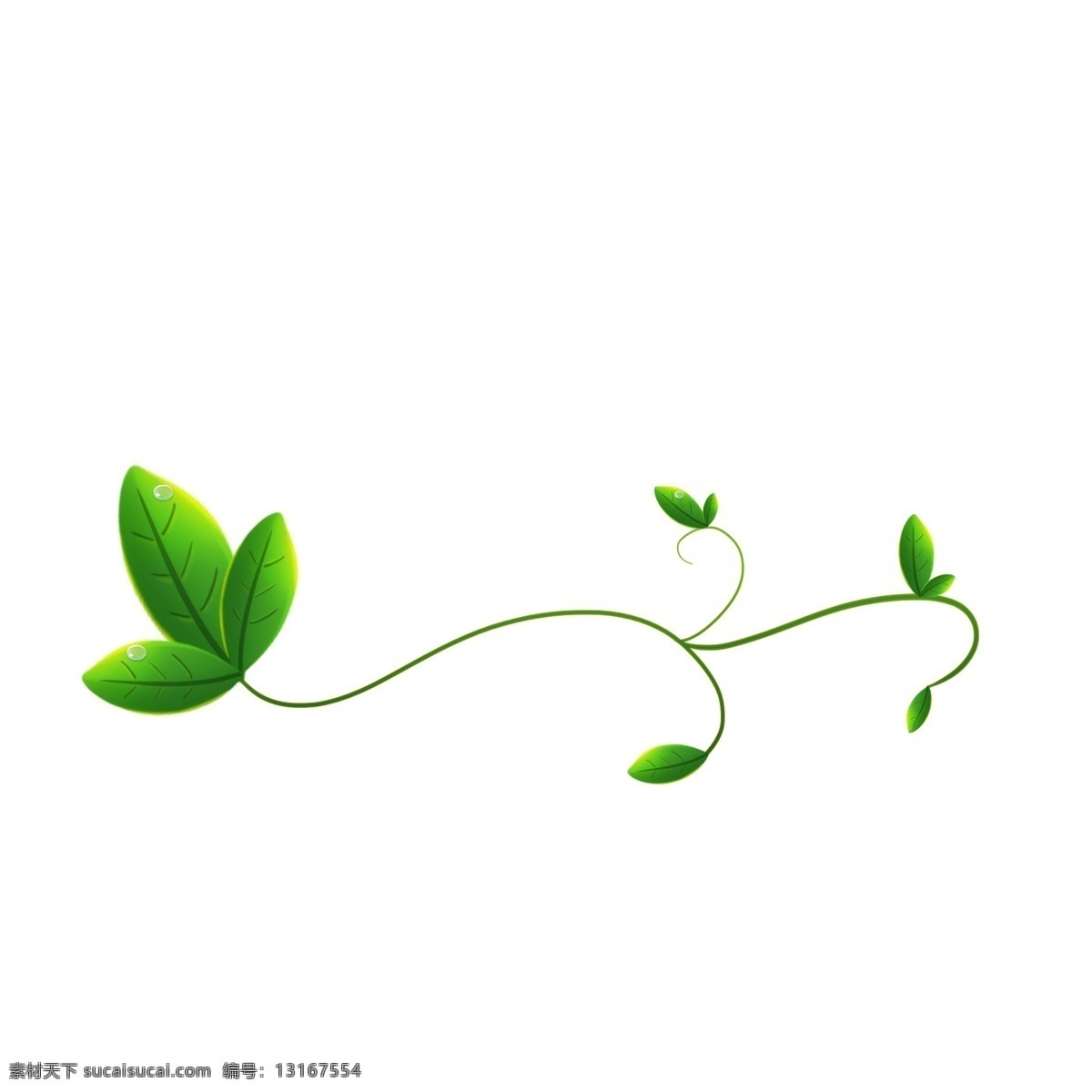 绿叶 唯美 绿色 装饰 春日气息 嫩芽 植物手绘 叶子装饰 清新 春夏海报通用 春夏时节通用