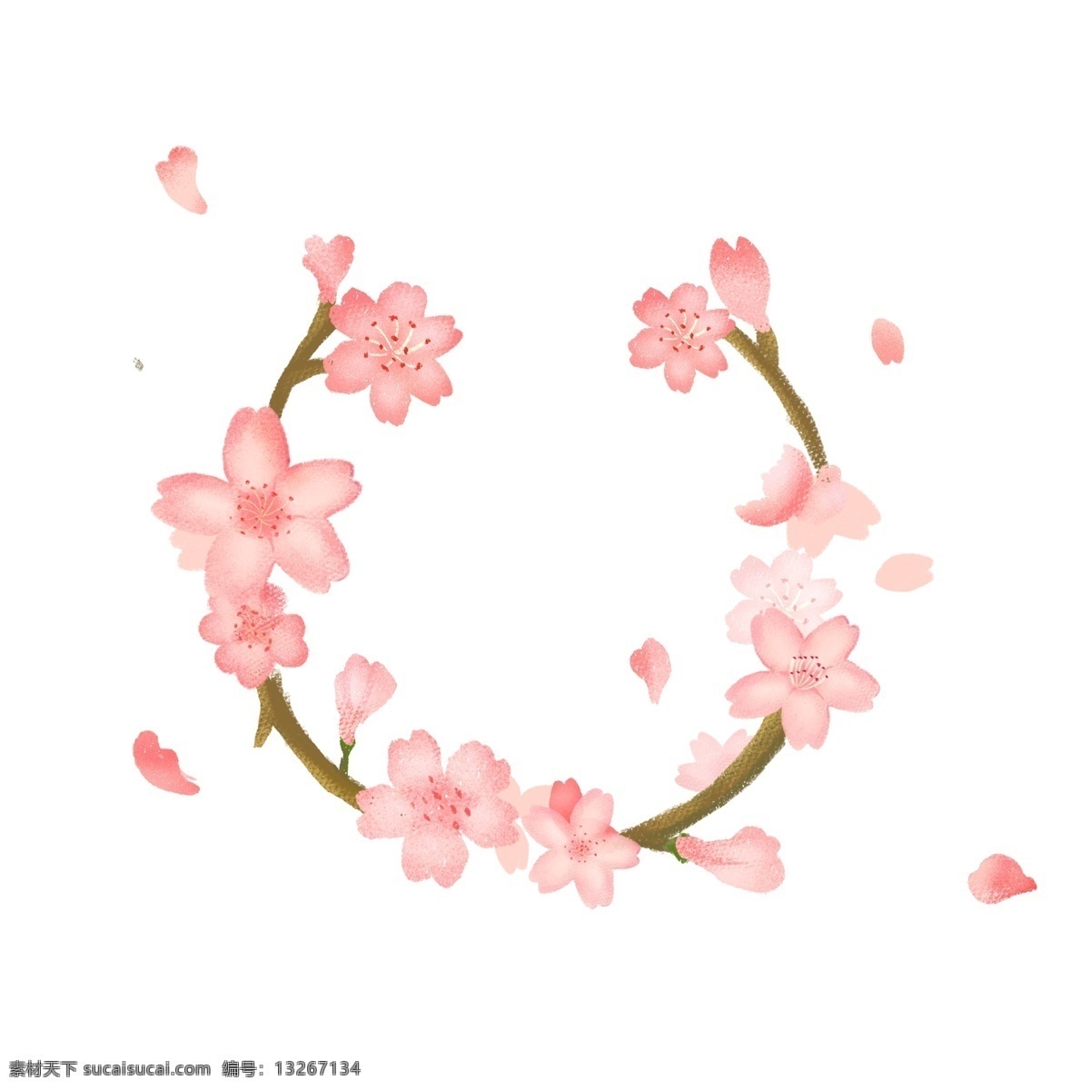唯美 樱花 浪漫 花环 小清新 粉色 花瓣