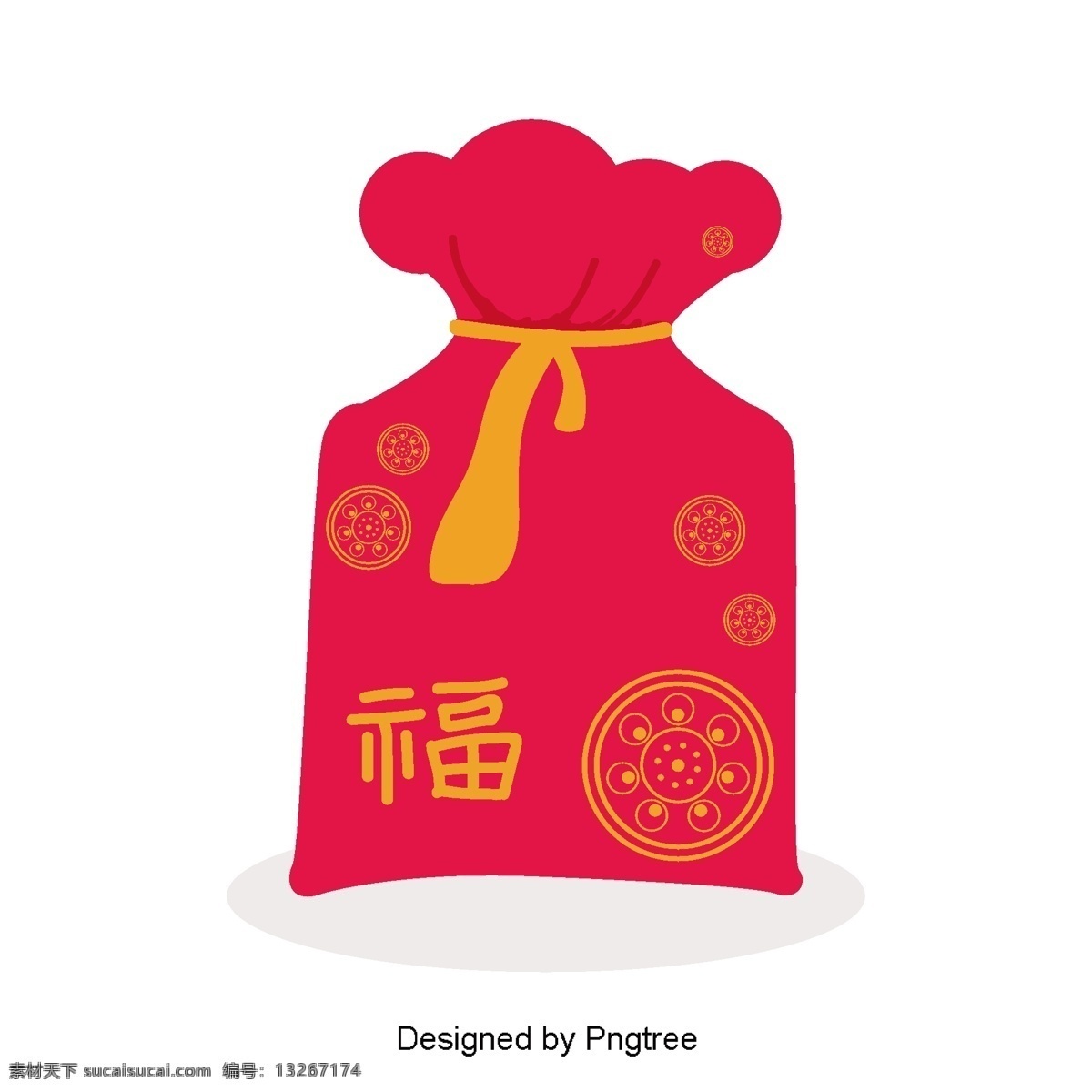 韩国 传统 商品 红色 袋 风格 一个 福 复古 怀旧