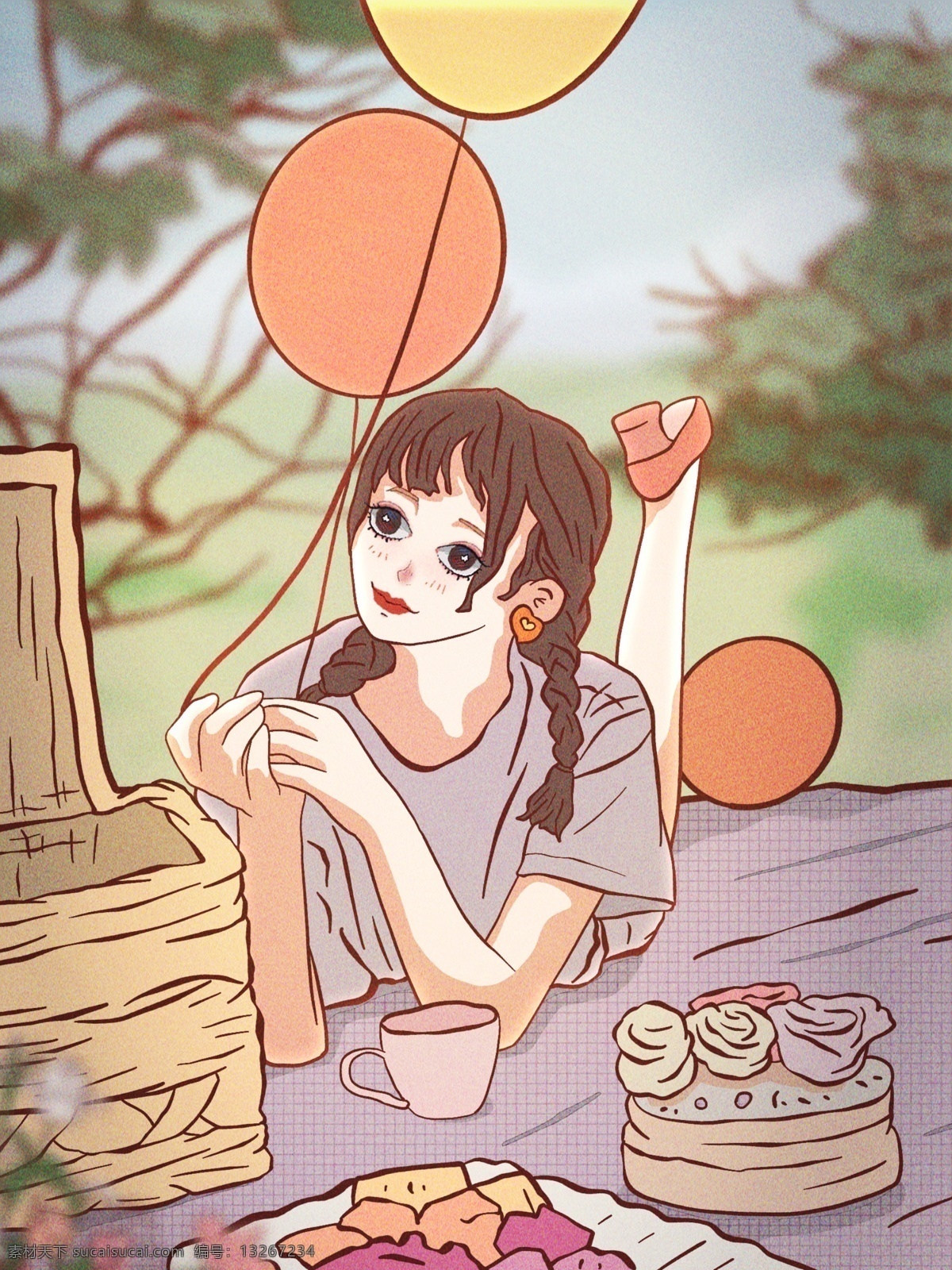 立夏 你好 日 系 萌 妹 盛夏 草地 野餐 夏 夏天 夏日 野营 踏青 萌妹 日系 气球 便当 唯美 治愈 小清新 手绘 午后 休息 蛋糕 水果