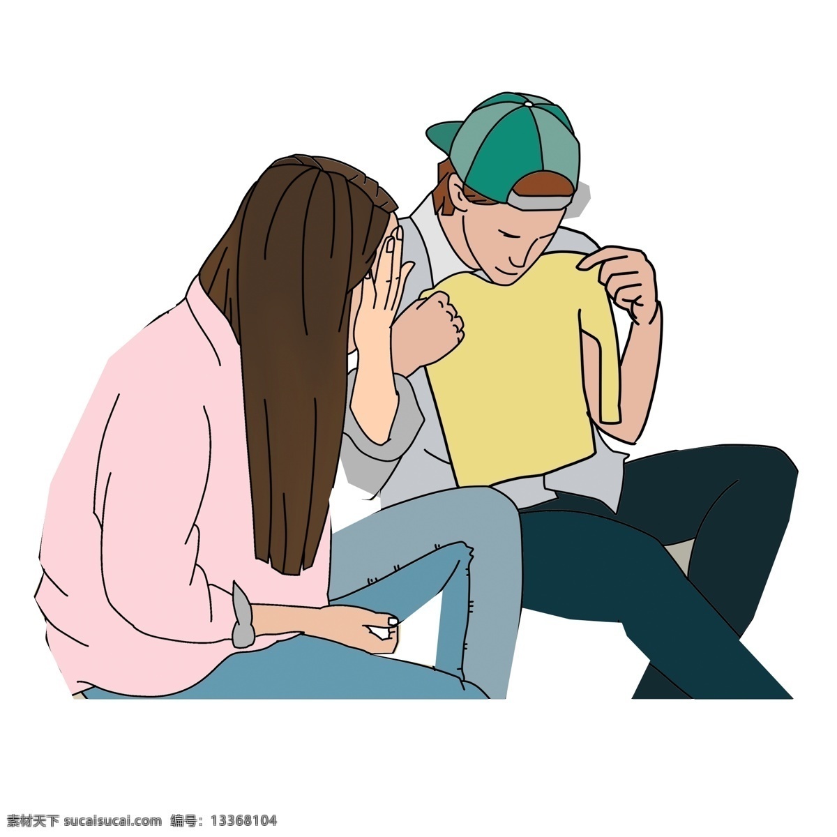 可爱 情侣 人物 透明 元素 可爱风 亲密 甜蜜情人 爱人 免抠元素 透明元素 手绘元素