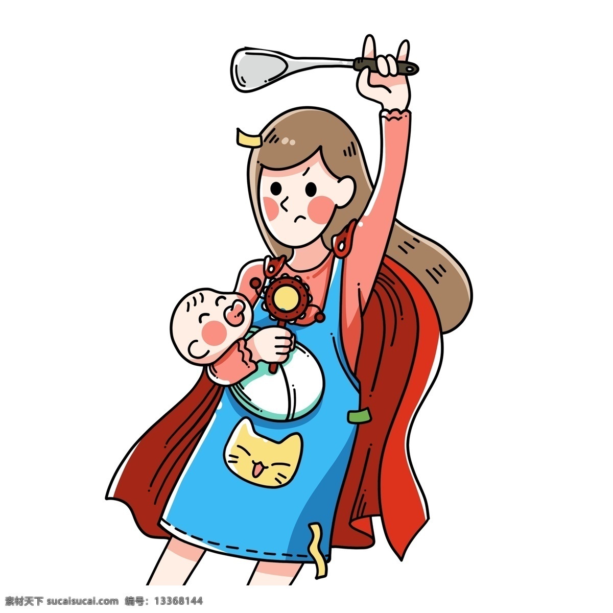 做饭 母女 元素 做饭的母女 人物元素 免扣素材 透明素材 手绘 卡通