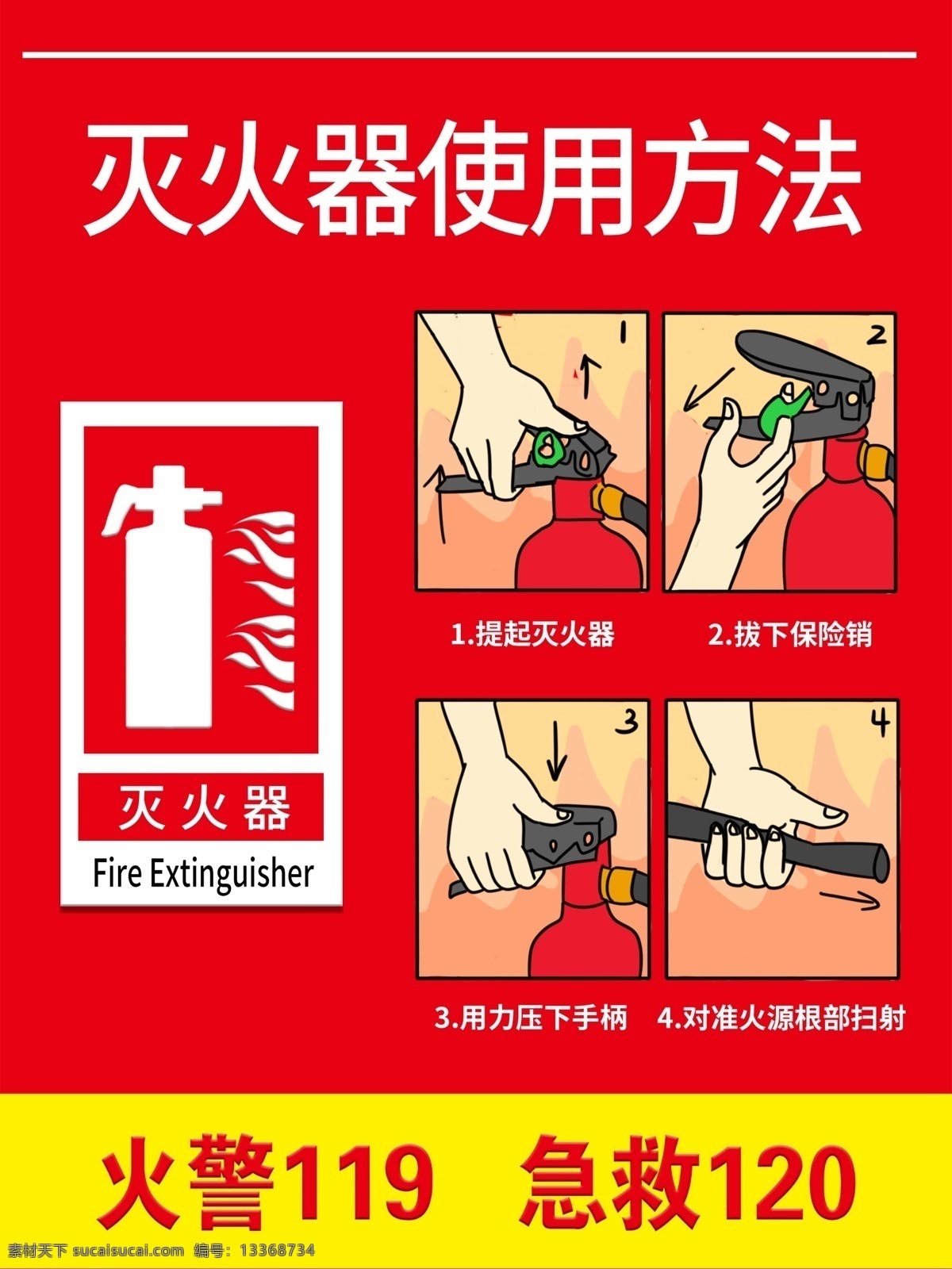 灭火器 使用方法 灭火 方法 灭火器材 psd分层