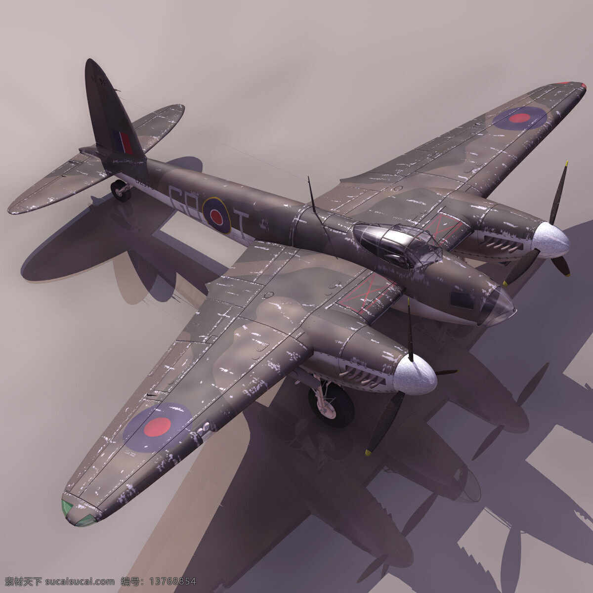 英国 蚊 式 双发 重 战机 飞机 模型 英国蚊式 双发重战机 3d模型素材 游戏cg模型
