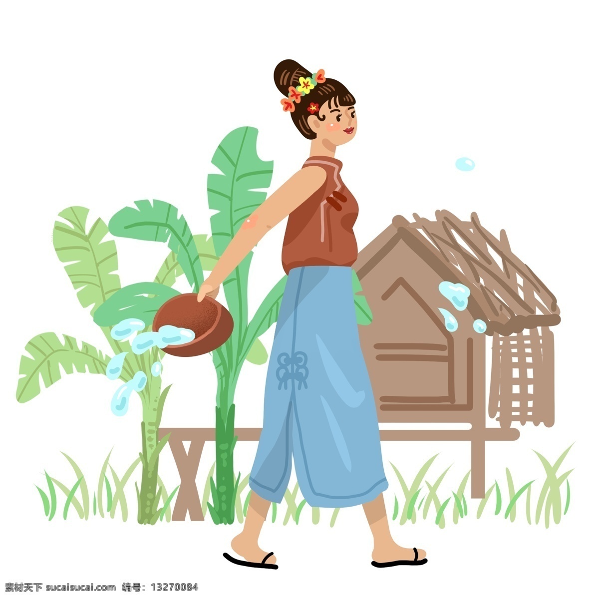 傣族 泼水节 女孩 人物 场景 云南 民族 泰国 宋干节