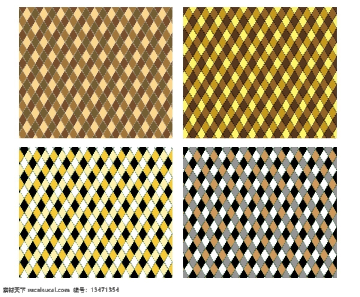 款 菱形 色块 折线 底纹 排列 组合 边框 花边 4款 纹路 黄色 黑色 棕色 交叉 矢量 条纹线条 底纹边框