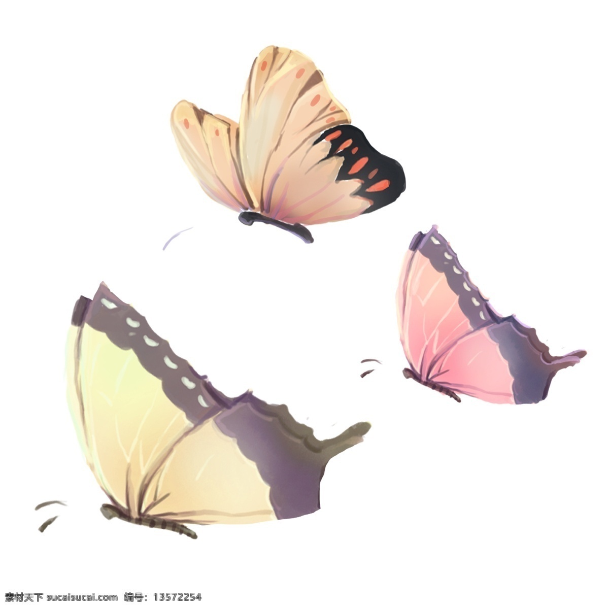 可爱 卡通 蝴蝶 元素 插画 透明素材 动物 装饰图案