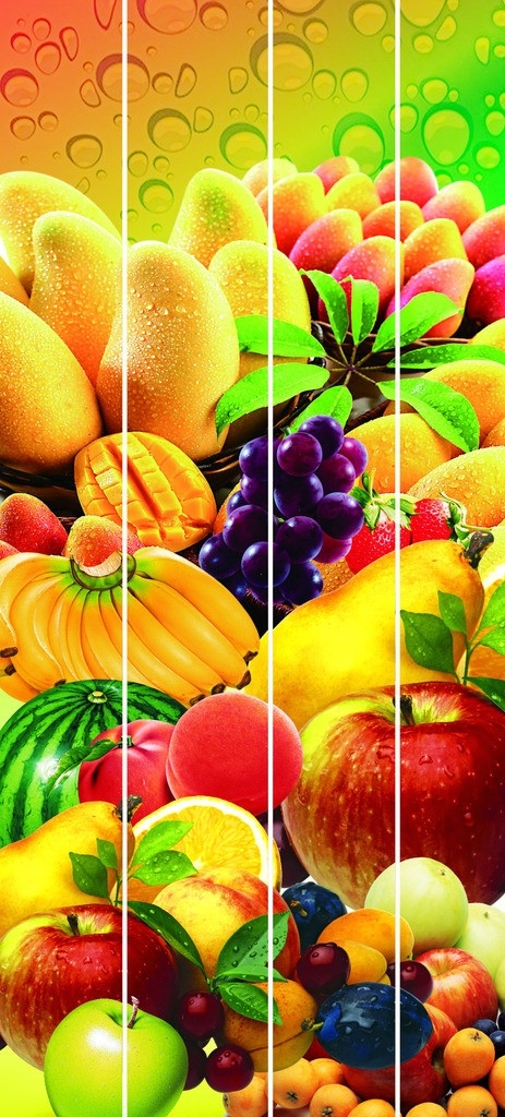 超市水果柱子 超市 水果 柱子 芒果 苹果 西瓜 葡萄 香蕉 热带水果 新鲜 桃子 水珠 矢量