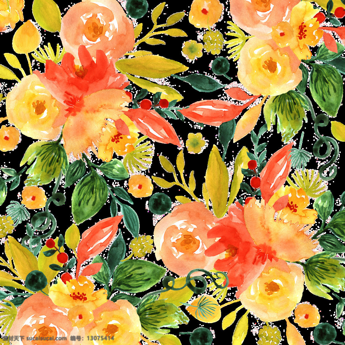 暖 色系 盛开 花卉 透明 暖色系 卡通 抠图专用 装饰 设计素材