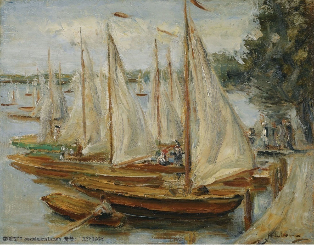 1922 大师 画家 风景画 静物 油画 建筑 装饰画 lake wannsee on boats sailing liebermann max 人物 高清 西方 国外 现代 家居装饰素材