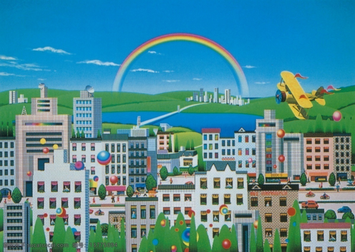 彩虹 插画 儿童画 飞机 绘画书法 科技 手绘 未来设计素材 未来模板下载 未来 文化艺术 插画集