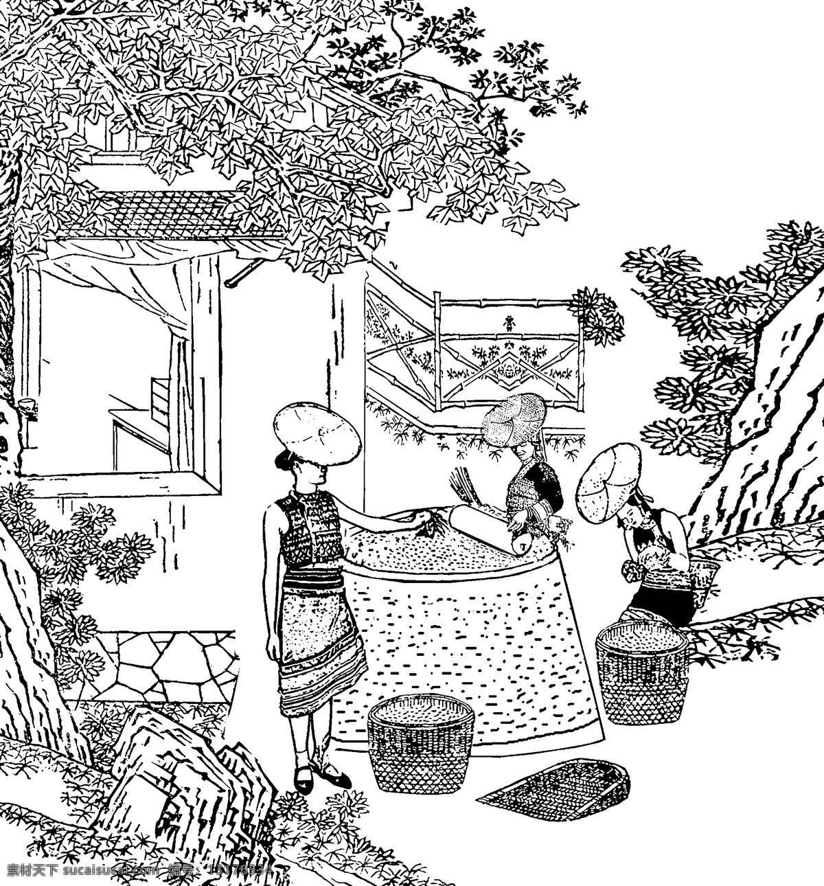 花腰傣 作坊 形象 文化艺术 传统文化 设计图库