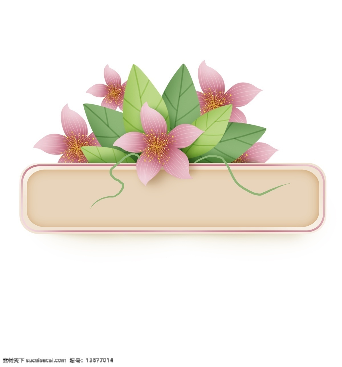 长方形 桃花 文字 框 植物 立体 春天文字框 叶子 春天标题框 花朵 绿色 桃花对话框 春季