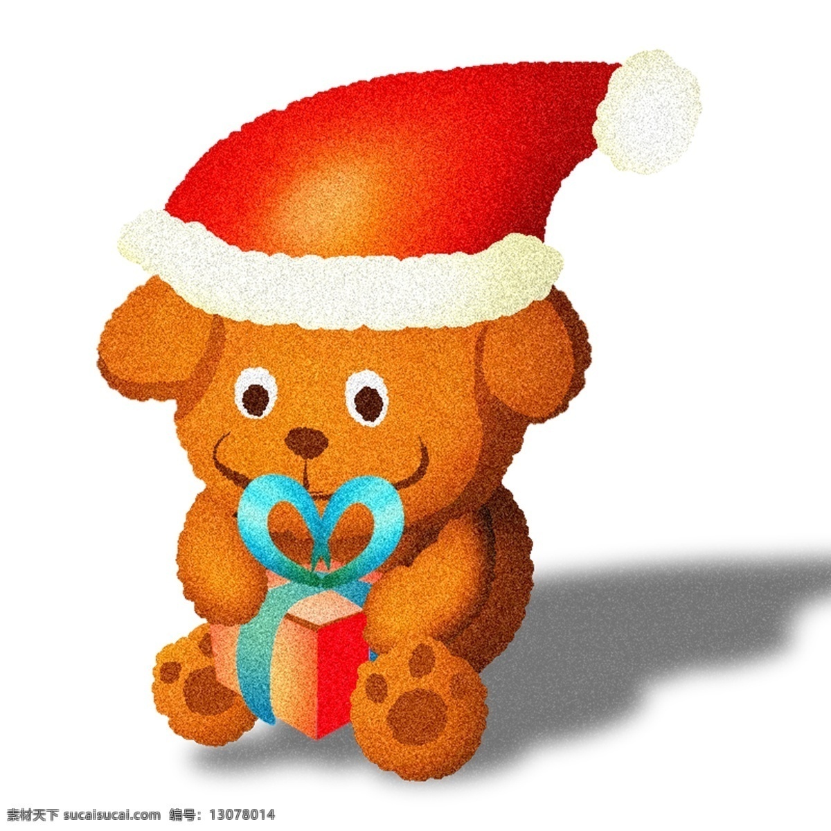 彩绘 圣诞节 小 熊 玩具 小熊 礼物 插画 玩偶 圣诞帽子
