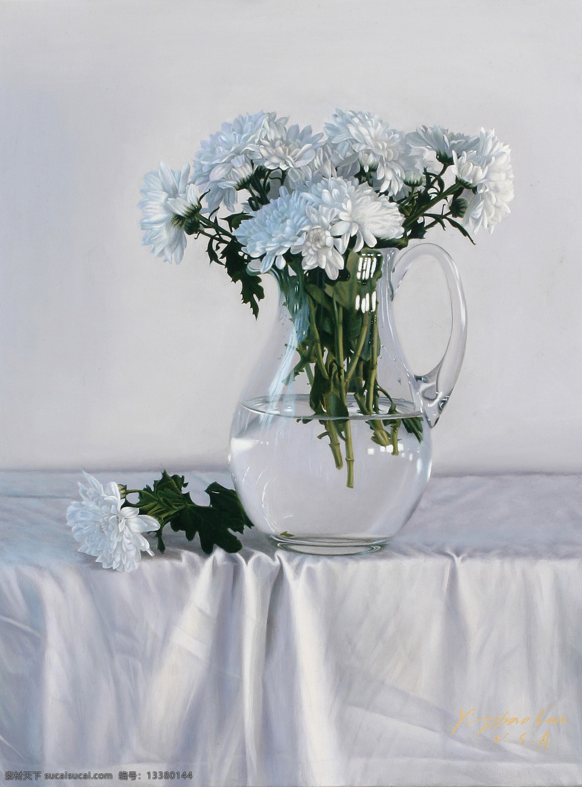 美丽 鲜花 玻璃 花瓶 静物 油画 玻璃花瓶 油画花朵 鲜花油画 油画静物写生 油画艺术 绘画艺术 装饰画 书画文字 文化艺术