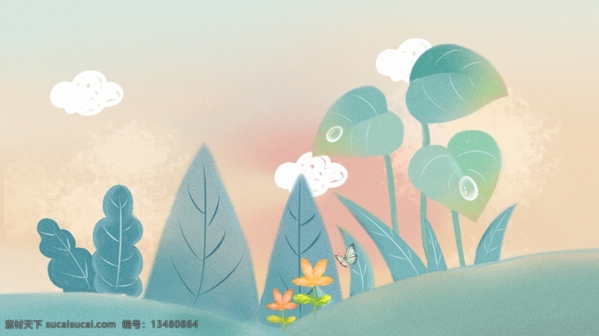 清新 彩绘 白露 节气 花草 banner 背景 树叶 秋天 背景素材 背景图 秋季背景 白露背景模板 白露海报 秋意浓 大气白露背景