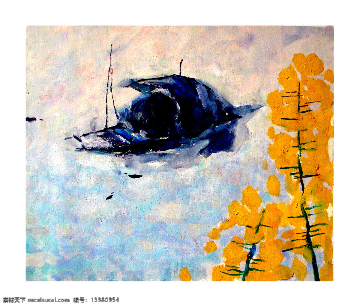 抽象油画 河流 绘画书法 柳树 设计图库 文化艺术 现代油画 油画 春水 抽象风景画 艺术 综合 系列 现代 家居装饰素材