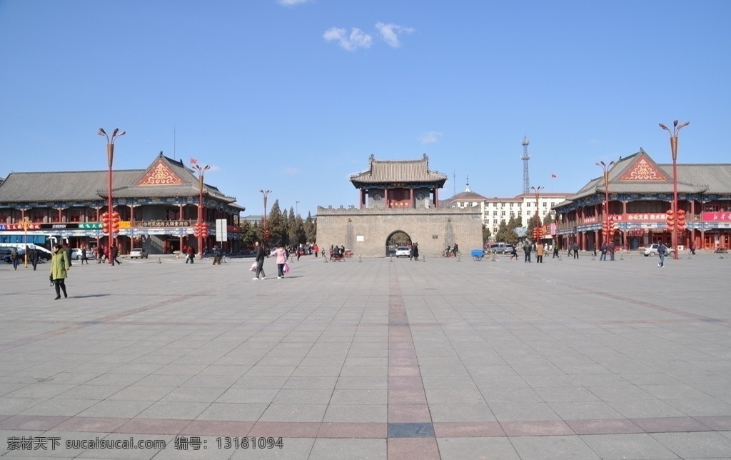 鼓楼 古街 广场 实景图片 源文件 古代广场 地砖 大街 远景鼓楼 建筑景观 自然景观