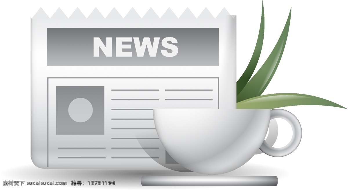 矢量报纸素材 杯子 咖啡 报纸 新闻素材