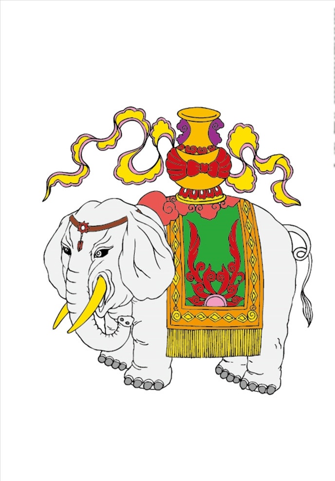 传统 吉祥 图案 大象 中国古代 祥瑞 矢量 卡通 卡通设计