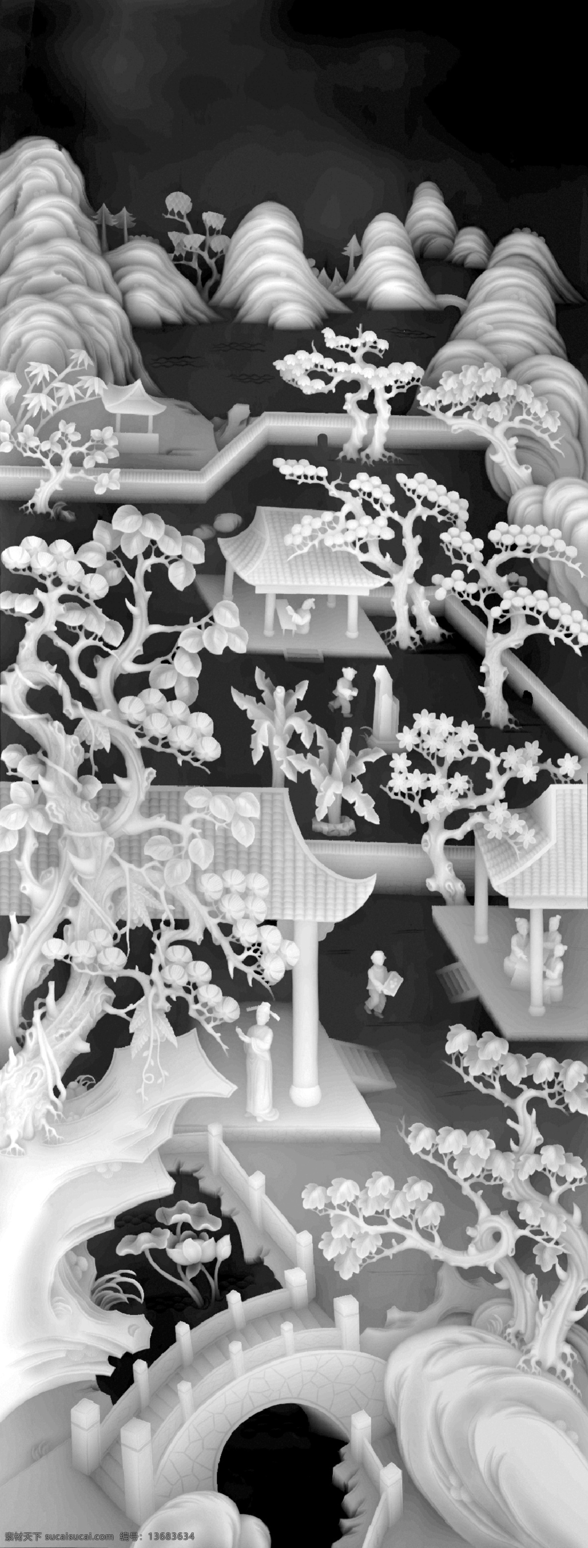 山水灰度图 精雕 黑白图 山水画 浮雕图 花卉 灰度图 精雕图 精雕山水图 浮雕山水画 精雕亭子 艺术玻璃 文化艺术 传统文化 bmp