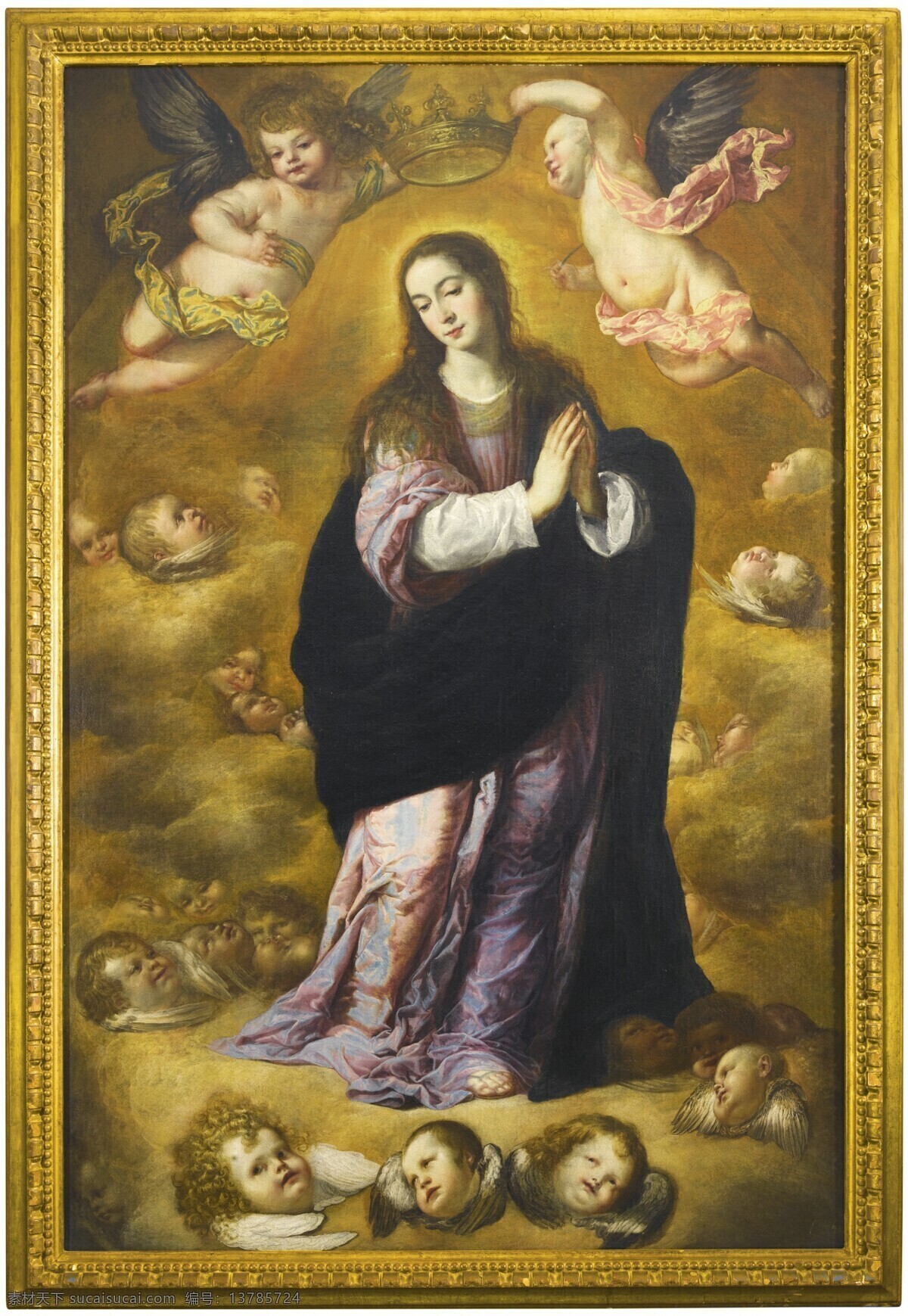 宗教油画 圣母玛丽娅 七种美德 天使 升天 古典油画 油画 绘画书法 文化艺术