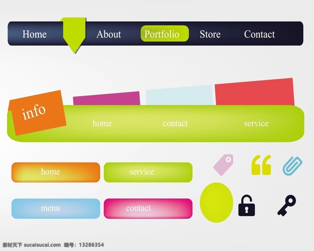 炫彩 网页 元素 矢量 网页标签 网页导航 网页设计 网页素材 网页元素 矢量图