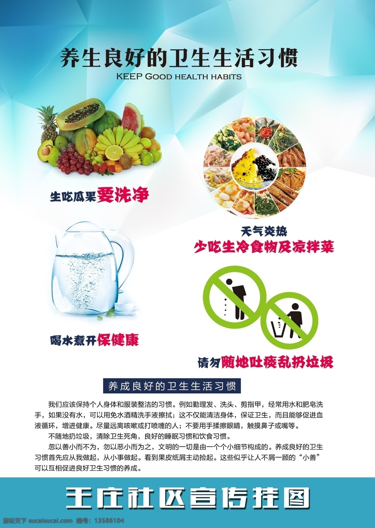 卫生习惯展板 卫生习惯 生活习惯 健康宣传栏 社区展板 社区海报