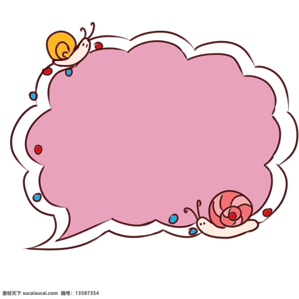 粉色 蜗牛 气泡 框 插图 昆虫 对话框