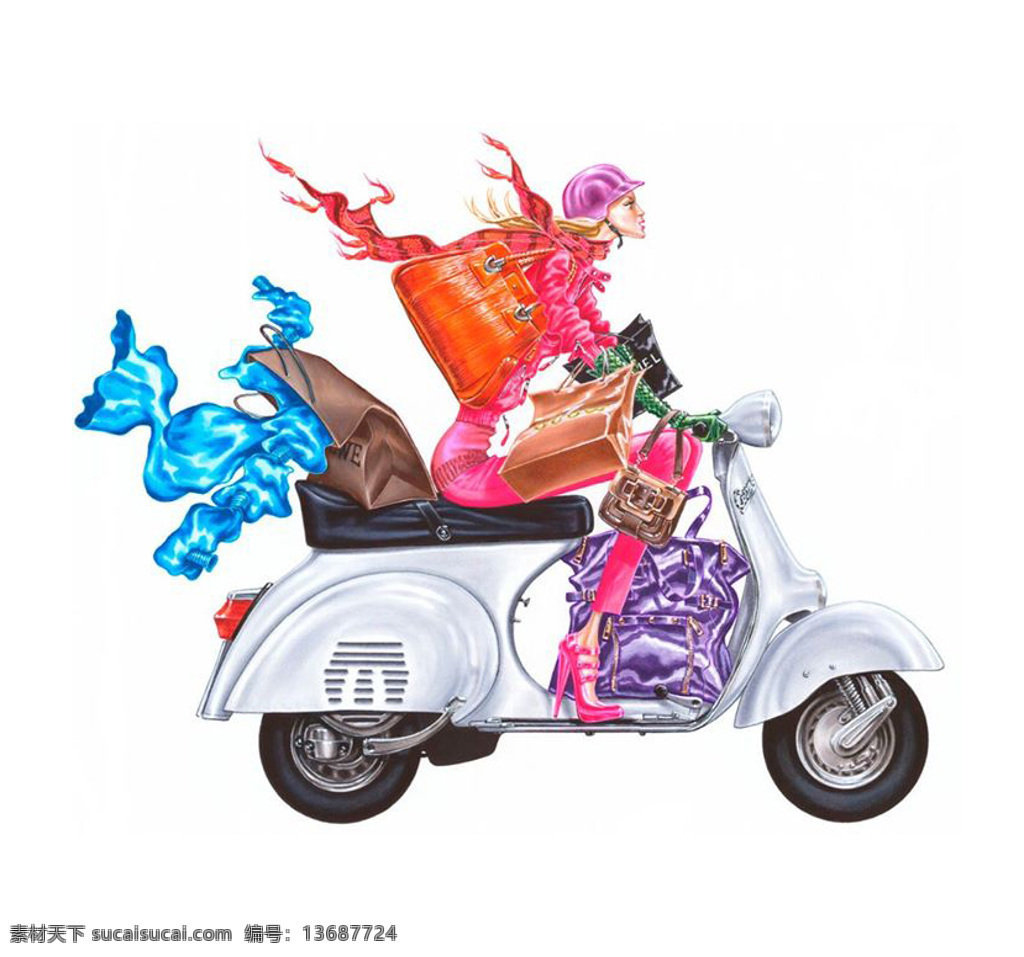 位图免费下载 插画 服装图案 交通工具 女人 人物 位图 面料图库 服装设计 图案花型