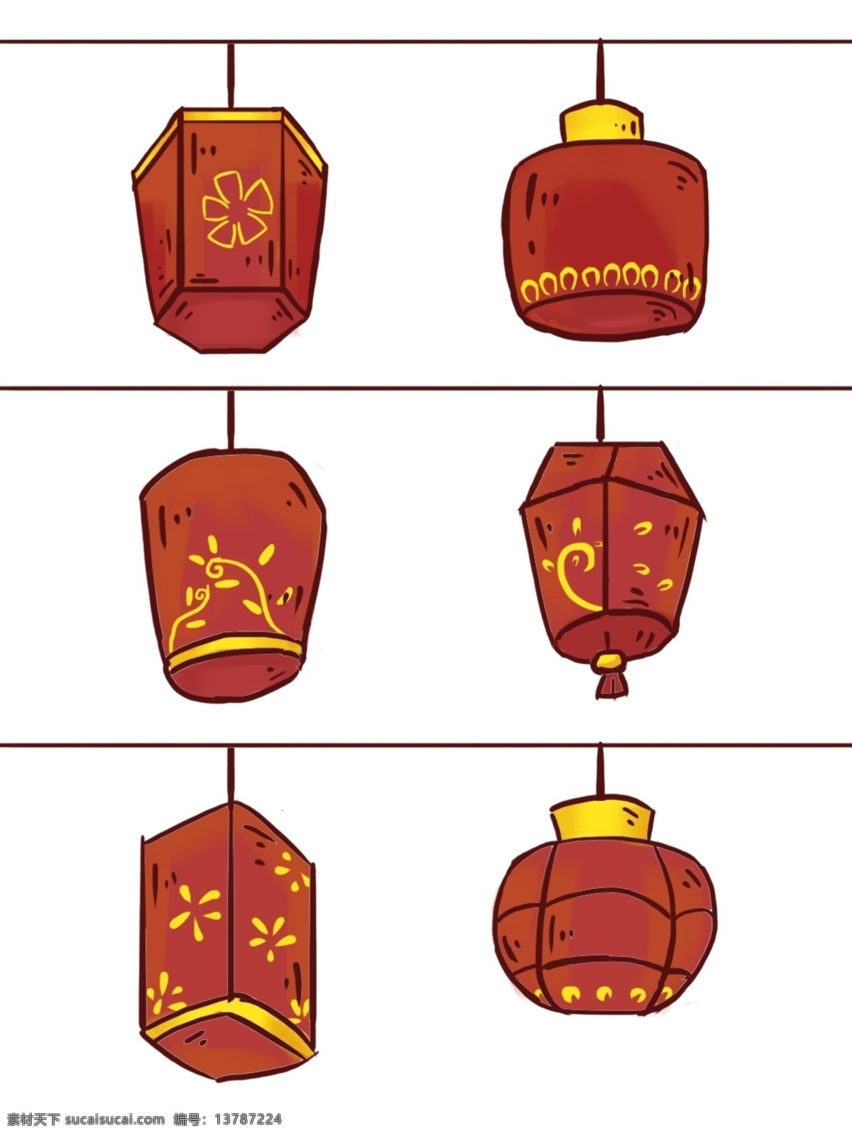 过年 灯笼 喜庆 商用 元素 q版 新年