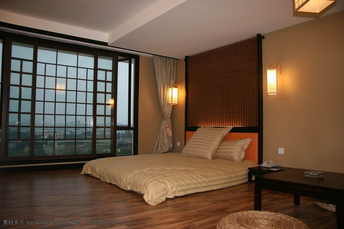 日式 房间 窗户 床 射灯 装饰素材 室内设计