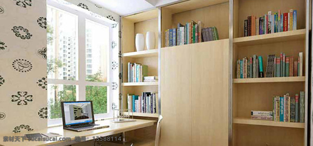 书架 书桌 装修 3d模型图 室内装饰 iam 白色