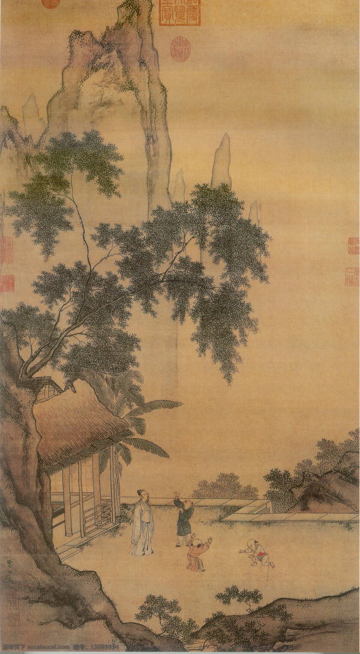 周臣 唐人诗意图轴 文化艺术 绘画书法 设计图库