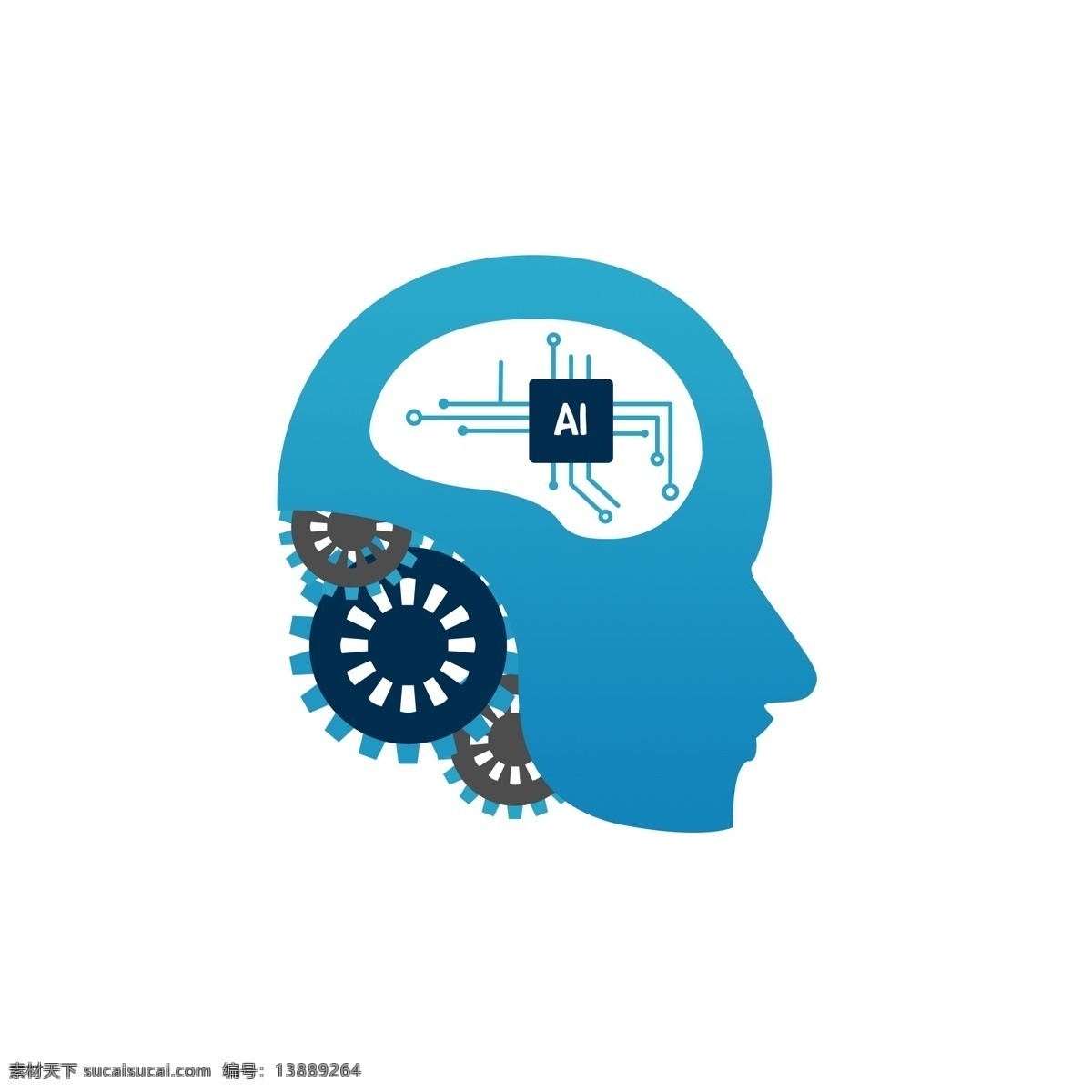 人工智能 蓝色 科技 机械 齿轮 大脑 商用
