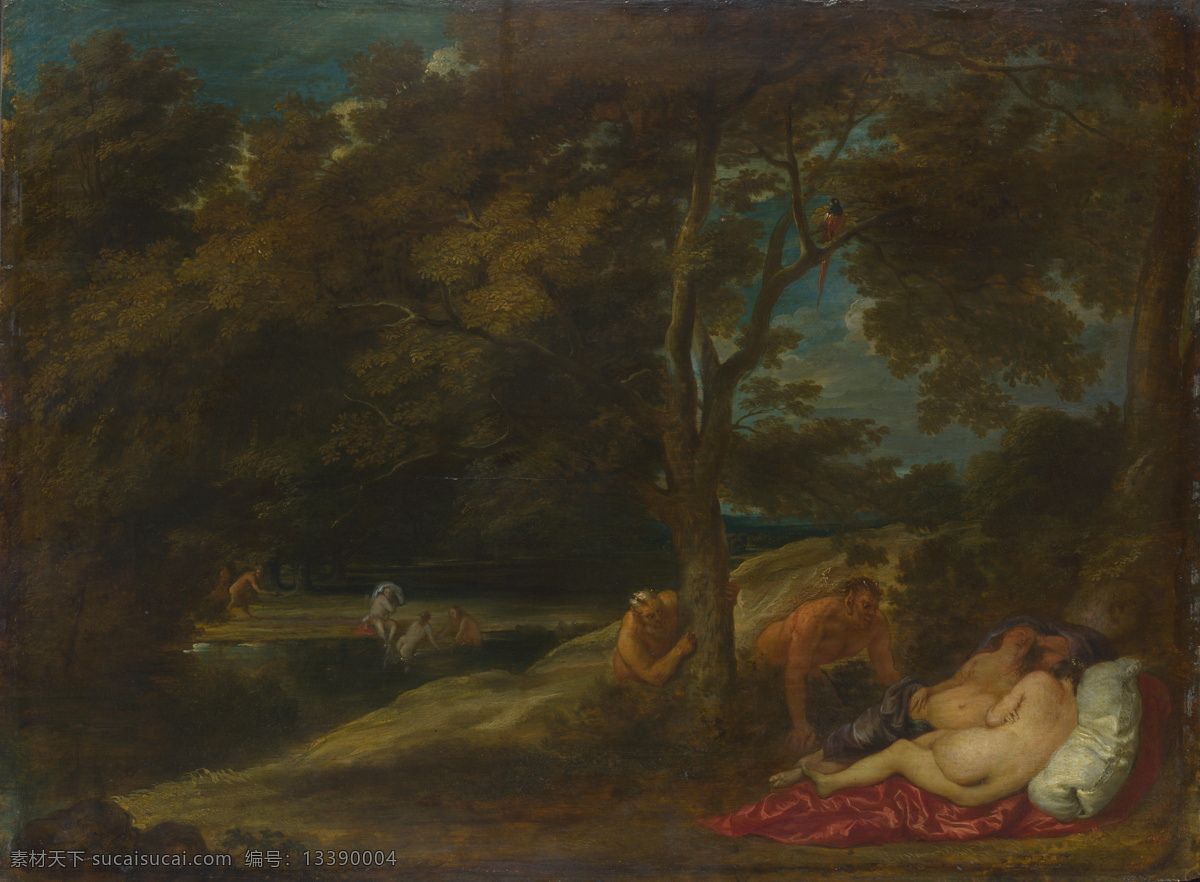 satyrs 大师 画家 古典 画 建筑 景物 装饰画 油画 by surprised nymphs wouters franchoys 人物 高清 西方 国外 现代 家居装饰素材