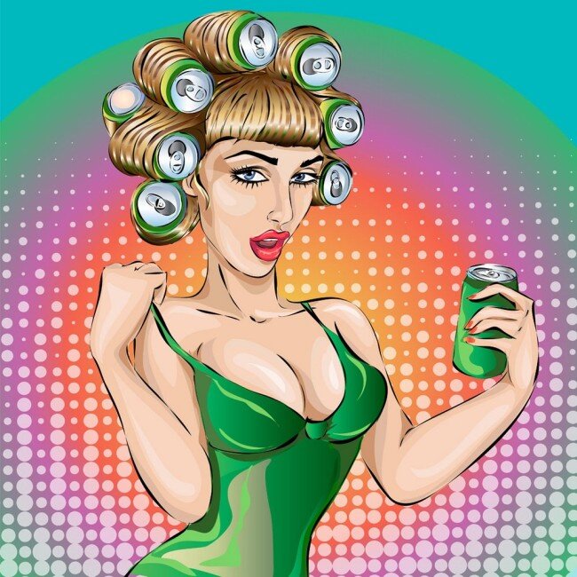 卷发 美女 漫画 人物 卡通人物 矢量素材 矢量 矢量人物 人物插画 绿色 性感 卷发女人