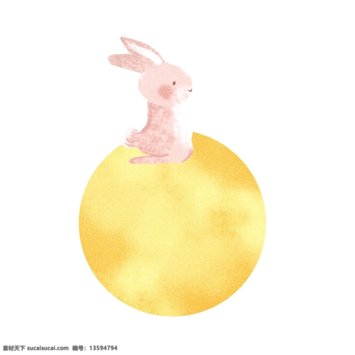 七夕 月 兔 月亮 插画 商用 元素 月兔 可爱