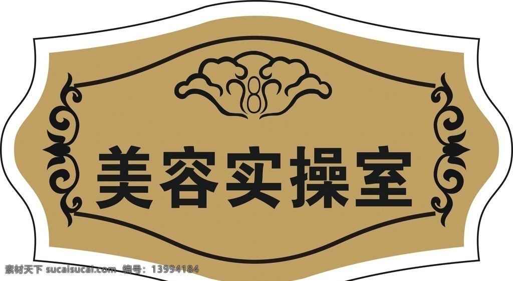 门牌 牌子 美容牌子 实操室 亚克力牌子 亚克力铭牌 透明 花纹 美容健身类 底纹边框 边框相框